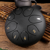 Ethereal Sound Steel Tongue Drum 6 Inch 8-Tone C Key Thickened Carbon Steel Hand Pan Drum for Stress Relief