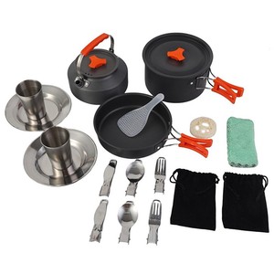 NUOVO <span class=keywords><strong>Set</strong></span> di Pentole da Campeggio KJ 2027, <span class=keywords><strong>Set</strong></span> di Stoviglie da Campeggio in Alluminio, Teiera e Padella Pieghevoli con Borsa a Rete per la Conservazione - Product Image 4
