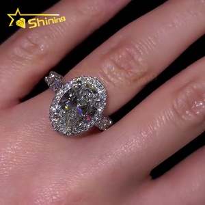 Tùy chỉnh cvd/hpht phòng thí nghiệm kim cương sang trọng 10k 14k vàng thật cụm Pave nửa ban nhạc moissanite kim cương đám cưới/Nhẫn đính hôn - Product Image 5