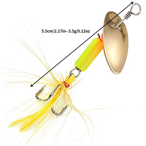 Señuelo de pesca giratorio metálico de 55 mm y 3.7 g, con pluma y anzuelo, ideal para pesca en lagos y arroyos, para lubina, lucio, trucha, perca, zander y crappie. ¡Gran oferta! - Product Image 1
