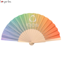 Individuell Bedruckte Faltbare Handfächer 23cm Polyester-Baumwoll-Stoff Holzfächer für Geschenke, Werbegeschenke, Event-Promotion