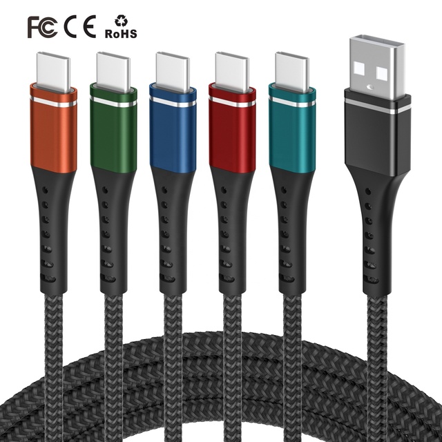 Custom USB C to USB C Cable Nylon Braided PD3.0 100W 5A Fast Charging Type-C for Laptops Tablets Computer CE FCC RoHS