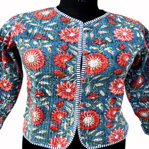 Veste en polaire respirante et réversible pour femmes indiennes, imprimée, 100% coton, manteau court d'hiver - Product Image 2