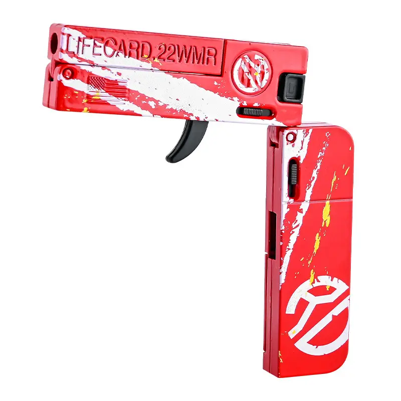 New alloy foldable Troll Life card Toy guns can fire soft bullets Child boy simulation folding gun