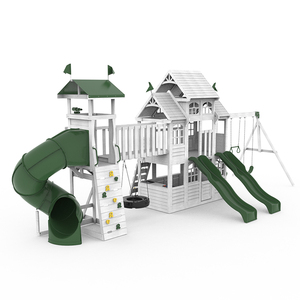 Usine chinoise de vente directe Maison en bois d'extérieur avec balançoire toboggan barres de singe mur d'escalade Ensemble - Équipement d'amusement d'extérieur OEM/ODM - Product Image 1