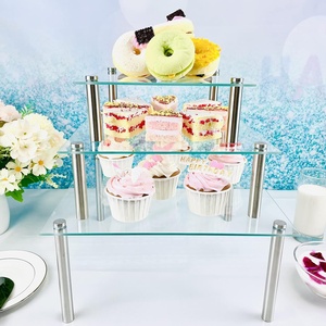 Ensemble de 3 supports à gâteau <span class=keywords><strong>en</strong></span> <span class=keywords><strong>verre</strong></span> <span class=keywords><strong>trempé</strong></span> écologiques transparents de 9, 11 et 13 pouces, présentoir à cupcakes pour table de dessert, plateau de service - Product Image 2