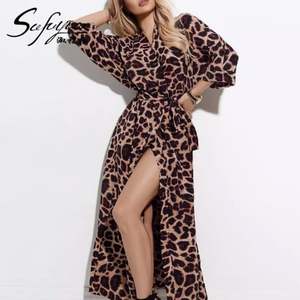 P-013 Al por mayor, bata de mujer con estampado de leopardo, ropa de dormir sexy para mujer, pijamas, vestidos de noche, bata cómoda de manga larga para mujer - Product Image 1