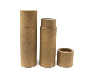 Recycled Push-Up Cardboard Paper Lip Balm Tube Plastic Free Embossing Matt Lamination Cylinder Shape Perfume Craft Carton Custom