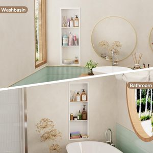 Étagère de salle de bain Oushumei à 3 niveaux, support mural encastré pour la zone de la baignoire avec design en acier inoxydable durable - Product Image 3