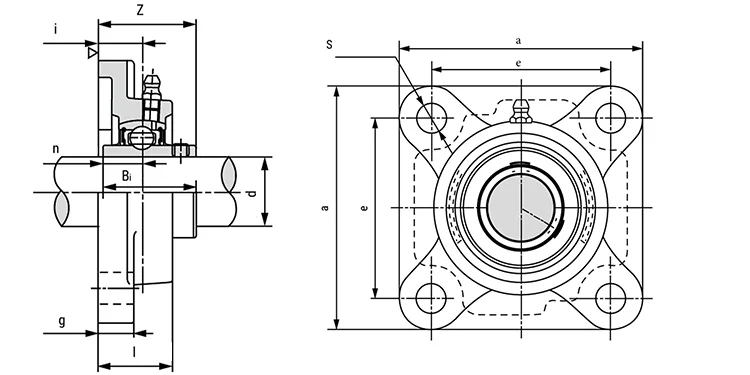 UCF 209のピロー・ブロック軸受けUCF209正方形は単位UCF209ボール ベアリングのフランジを付けたようになった