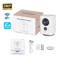 Caméra de sécurité intérieure Wifi avec carte SIM, 3MP, batterie 7800mAh, vision nocturne PTZ, audio bidirectionnel, cloud pour bébés/animaux domestiques/personnes âgées/camping-car/camping