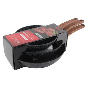 3 uds Sartén envío rápido doble seguridad saludable inducción <span class=keywords><strong>aluminio</strong></span> granito antiadherente sartén cocina utensilios de cocina - Product Image 1