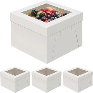 Hot Selling Biodegradable White <b>Square</b> Cake Box Window Cardboard Paperboard Embossing Matt/Glossy UV Coating Varnishing - Product Image 1