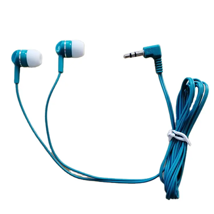 Inexpensive disposable 3.5mm stereo wired in-ear earphone one time use earbud for conference/airline/sightseeing bus