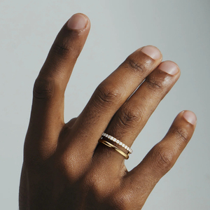 Bague VLOVE à double bande sertie de diamants de laboratoire certifiés GIA, or massif 14 carats, <span class=keywords><strong>platine</strong></span>, bijoux de mariage personnalisés pour femmes et hommes - Product Image 4