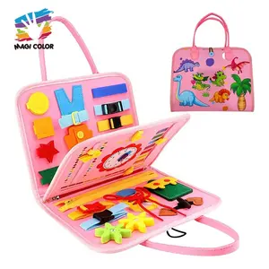 핫 세일 몬테소리 감각 장난감 핑크 소프트 펠트 바쁜 아이들을위한 학습 보드 W12D525