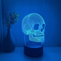 Sunssy 3D crâne principal créatif USB veilleuse veilleuse Base atmosphère lumière décorative pour amis Halloween cadeau de vacances