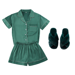 Il <span class=keywords><strong>pigiama</strong></span> in <span class=keywords><strong>raso</strong></span> da donna abbina il Set di indumenti da notte corti con pantofola in peluche e le sue dimensioni - Product Image 5