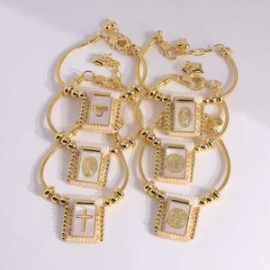 Ciondoli placcati <span class=keywords><strong>oro</strong></span> gioielli cattolici religiosi Guadalupe Jesus vergine maria <span class=keywords><strong>madreperla</strong></span> conchiglia ciondolo <span class=keywords><strong>bracciale</strong></span> - Product Image 6