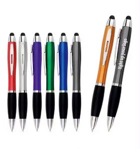 <b>LED</b> Light up Logo 2-in- Stylus Click Pens Illuminated Custom Logo Touch Screen Metal Promotional Pens With Anti-Slip Rubber Grip - Product Image 3