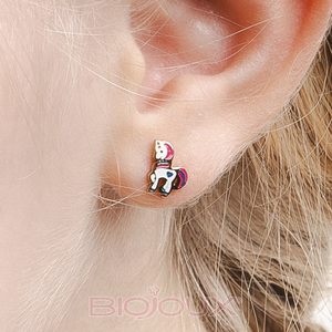 Biojoux Marca BJT704 - Baby Unicorn 8mm Short Post 14GP Pendientes Elegantes Girl Unicorn Pendientes - Product Image 4