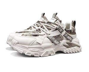 Zapatos deportivos para hombre de malla transpirable, ligeros, con cordones, a la moda, con suela gruesa, casuales, cómodos para caminar, estilo deportivo. - Product Image 2