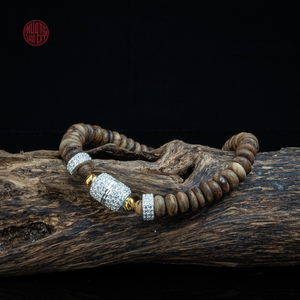 Pulsera de cuentas de agarwood artesanal de 6 mm con incrustaciones de plata y piedras, estilo 7, accesorio de lujo refinado - Product Image 3