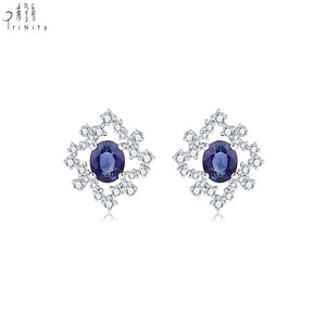 Proveedor de Hong Kong de joyería fina de alta gama, conjunto de joyería de oro blanco macizo de 18 quilates con zafiro natural y diamantes para mujer, para vestido de gala. - Product Image 2