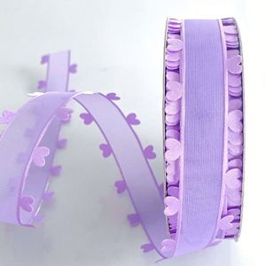 Custom Width <b>Sweet</b> 2.5cm 20 Yards <b>Heart</b> Edge Organza Ribbon for Valentine's Day Gift Wrapping & Bridal Bouquets - Product Image 4