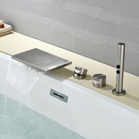Robinet de baignoire cascade en laiton poli avec mitigeur eau chaude et froide à débit élevé, ensemble de douche pluie monocommande pour usage hôtelier