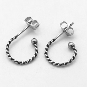 yunnique <b>Titanium</b> Steel Hoop Earrings Twisted Rope Design Studs For <b>Men</b> And Women Fashion Jewelry - Product Image 1