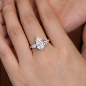 Real White Lab Grown Diamond Ring 18k Gold Pear Cut VVS Engagement Ring Customizable Fine Jewelry for Women - Product Image 2