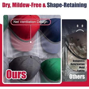 <b>Hat</b> Organizer 24 Pockets Oxford Cloth Moisture Proof Mesh Wall Mounted For <b>Hats</b> Behind Doors On Walls Grey - Product Image 3