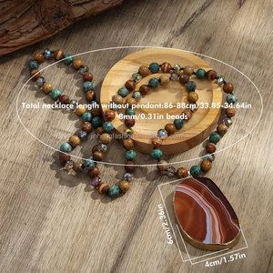 Joyería personalizada para mujer, piedra marina, tira de ágata de bambú, collar de piedra de ágata, collar con Colgante de Piedra de gota de ágata grande Irregular - Product Image 3