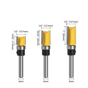Kangalu 1/4 Shank 1/2" Head Diameter Bearing Guided Pattern <b>Router</b> <b>Bit</b> Woodworking Edge <b>Trimming</b> Tool Double-Edged Straight - Product Image 4