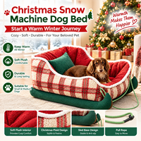 Petit lit pour chien et chat en coton PP, style Noël, semi-fermé, confortable et sécurisé pour l'intérieur, idéal pour l'hiver