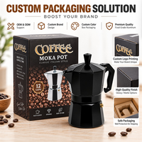 Cafetière à expresso en aluminium Kingze avec logo personnalisé, 1-2-3-6-9-12 tasses, cafetière italienne classique Moka pour la maison, le bureau et les entreprises