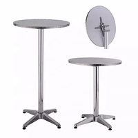 Table de bar réglable en aluminium, table haute de bistrot, table poseur, couleur argent