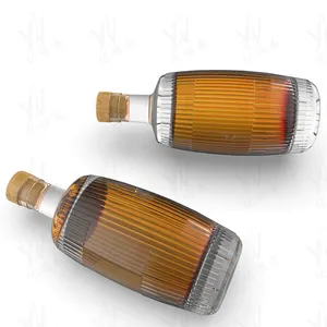 Flint Glass 500ml Liqueur Vin Vodka Tequila Gin Bouteille Fantaisie Liqueur Bouteille En Verre Avec Liège