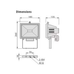 Projecteur halogène Shingel 400W-2000W <span class=keywords><strong>R7s</strong></span> IP65, lampe noire en aluminium, sécurité extérieure, montage mural, alimentation secteur - Product Image 6