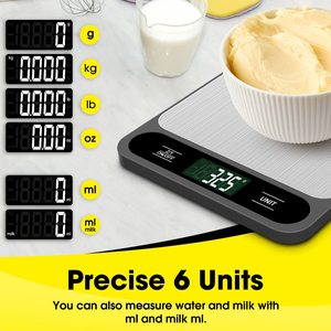 Báscula Digital Inteligente de Alta Precisión para Cocina, 5 kg, con Pantalla LCD, Funciona con Batería, con Tapa, de ABS y Acero Inoxidable - Product Image 4
