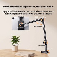Support de téléphone pliable en alliage, pince de fixation pour bureau et chevet, support cantilever rotatif à 360° pour selfies stables