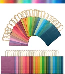 Wholesale Recyclable Kraft Paper Shopping Bag Hand Length Handle Custom Flexographic Printing <b>Ribbon</b> Option for Promotion - Product Image 4