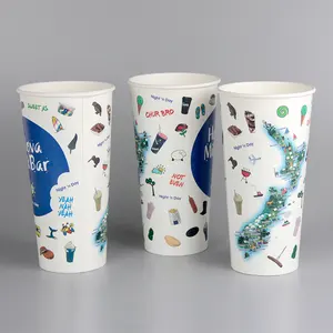 Wholesale Factory Supply Custom Logo Printed Disposable Frozen Paper Cup For Cold Drink With Matching Dome Lid