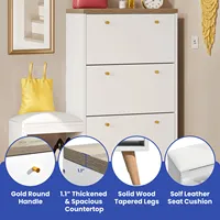 Zapatero de diseño de inspiración nórdica hecho a mano con patas de madera maciza, asas de metal dorado y parte superior de panel de nido de abeja verde