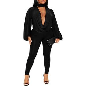 Conjunto de Pantalones y Top de Manga Larga con Cuello en V para Mujer, Estilo Sexy 2026, Vestido de Fiesta Ajustado de Satén para Club - Product Image 2