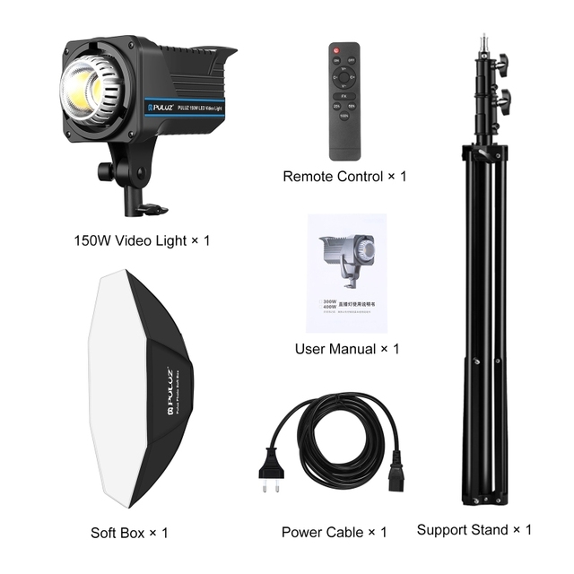 Factory Original PULUZ 150W 3200K-5600K Photo Studio Strobe Flash Light Kit with Softbox Reflector & Tripod Video Studio Light