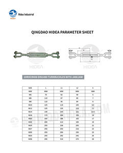HIDEA Tendeur de câble métallique M5 à M36, antirouille, galvanisé, à mâchoires ouvertes, type DIN1480 - Product Image 2