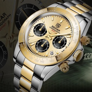 Reloj Cronógrafo de Cuarzo para Hombre Benyar, Esfera Redonda de 40 mm, Brazalete de Acero Inoxidable, Estilo Deportivo, Resistente al Agua 30M - Product Image 2