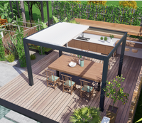 Pavillon moderne en PVC bioclimatique électrique personnalisable, résistant au vent, avec moteur OKo, éclairage LED, design imperméable pour balcon, tonnelles